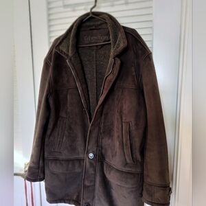 Fisherman Out of Ireland Men's Coat XXL Brown Faux Suede Sherpa Lining